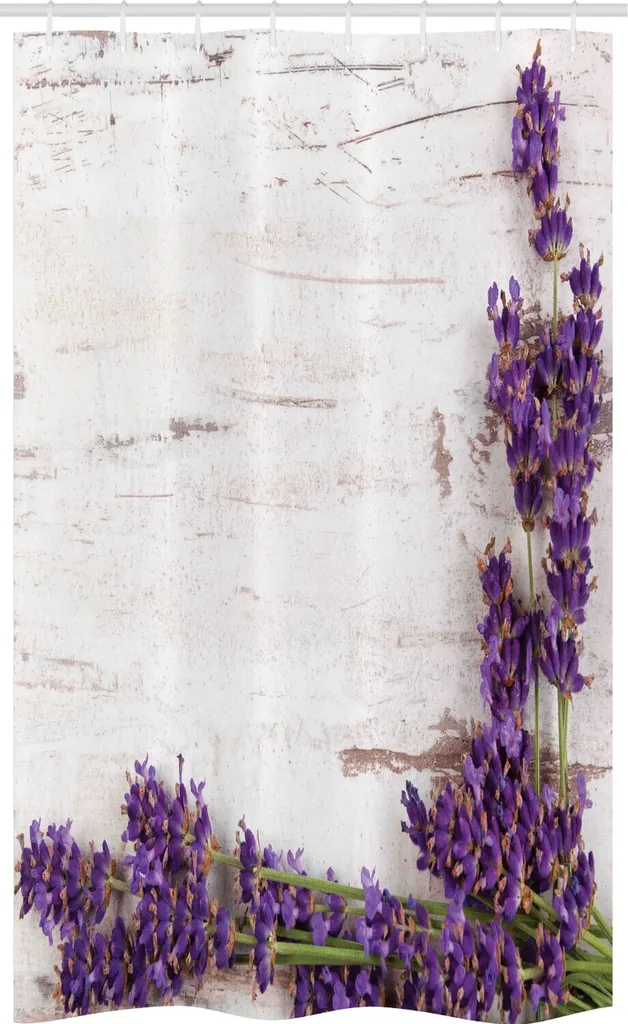 Tenda Doccia Con Fiori Di Lavanda - Impermeabile 183x183 Cm - Set Con 12 Ganci