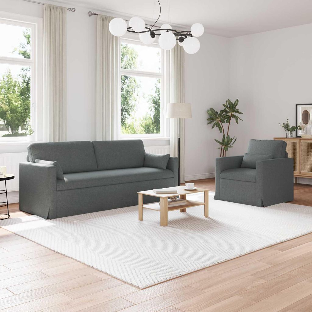 "Schlussverkauf" Sofa 2 Stück - Sofa set - Wohnlandschaft Komfortabel - Dunkelgrau C14098