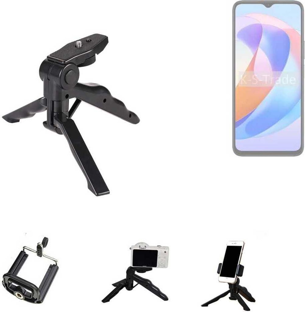 K-S-Trade Stativ Tisch-Ständer Dreibein Handy-Stativ Ständer kompatibel mit Honor Play 40S 5G Mini-Stativ Smartphone Tripod Handy-Stativ aus Plastik
