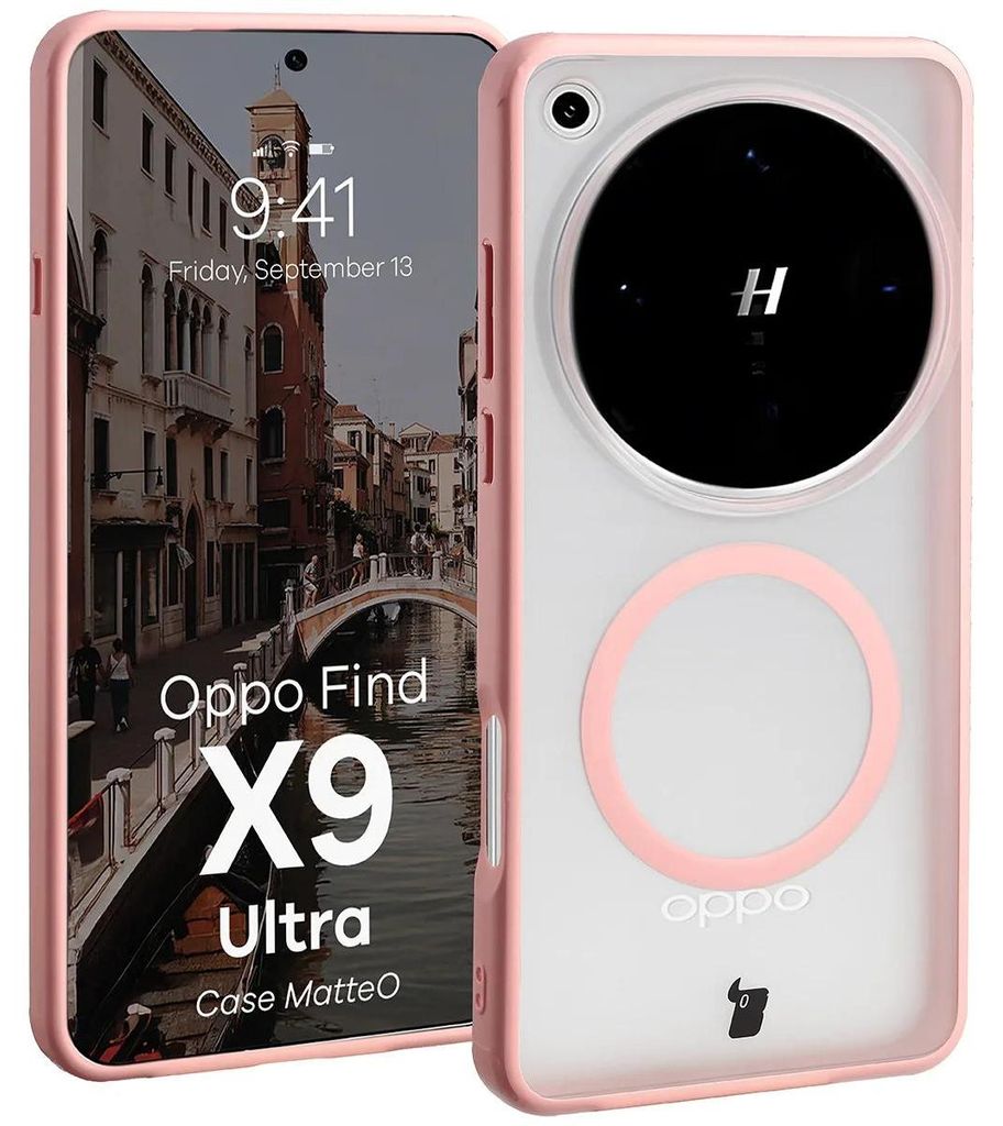 Handyhülle mit Magnetring für Oppo Find X9 Ultra, Bizon Case MatteO, Getönt-Hellrosa