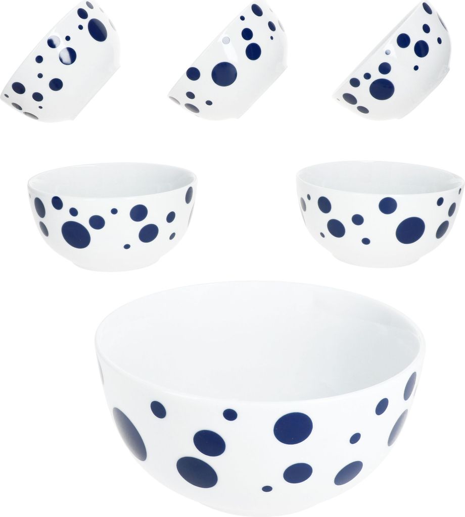Pula ciemnoniebieskie kropki 6x miska na płatki Ø14cm 400ml Zdjęcie produktu 