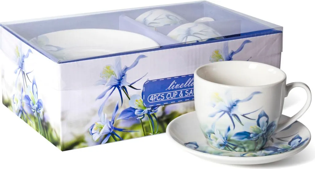 Set Tazze Colazione CR2-68 250ml in Porcellana Fine Set da 2