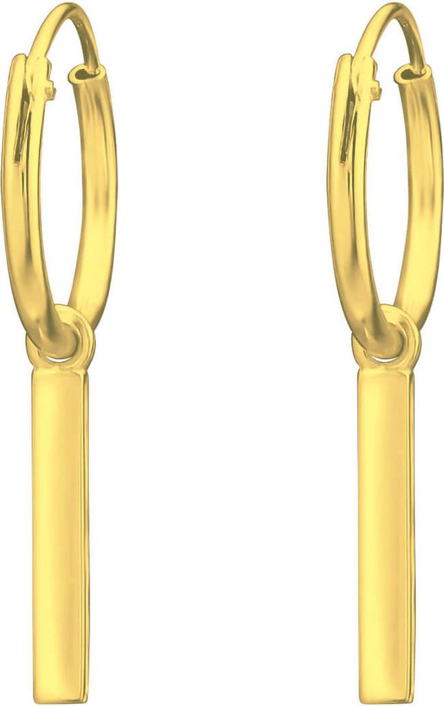 Creolen Ohrringe 925 Sterling Silber vergoldet mit hängendem Stab