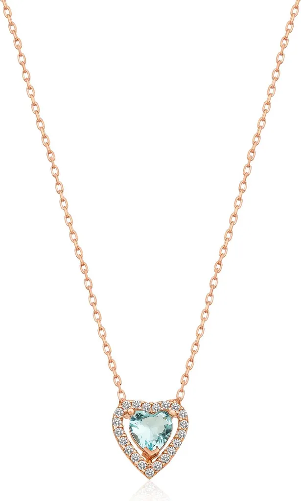 Collier Coeur Femme Idée Cadeau Argent 925 et Pierre Bleue Marine