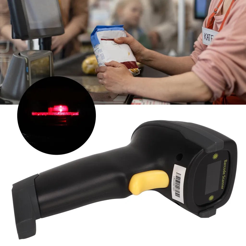 Scanner de code barre 1D laser sans fil avec socle de recharge intelligent