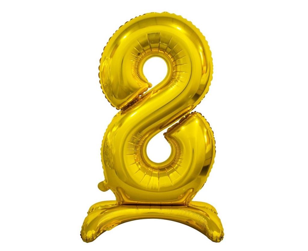 Folienballon B&C stehende Ziffer 8 gold 74cm (Ballons)