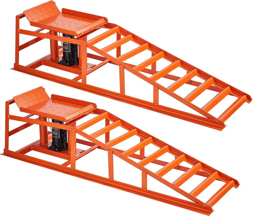 Hydraulische Auffahrrampen - Set mit 2 Stück - Verstellbare Hubhöhe 27–36 cm - Tragkraft 1 t pro Rampe - Tragbar - Für Wartung & Ölwechsel