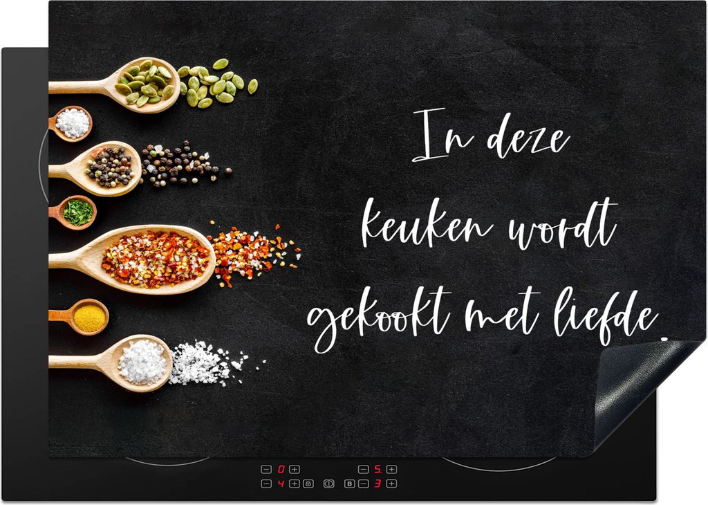 KitchenYeah Herdabdeckplatte Zitate - Küche - Sprichwörter - In dieser Küche wird mit Liebe gekocht - Liebe , 75x52cm, Küche Deko, Glaskerami...