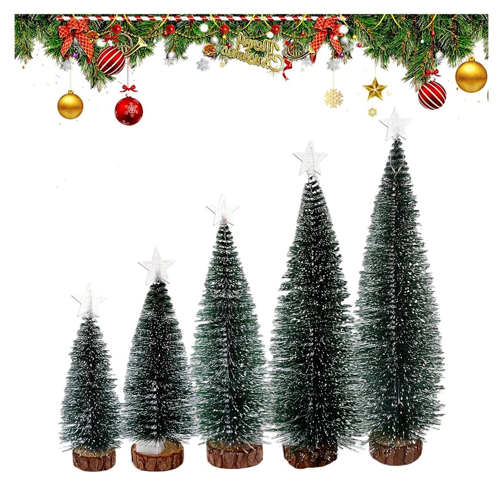 Tischweihnachtsbaum, 5 Stück Leuchtende saisonale Dekoration - Miniatur Weihnachtsbaum Deko - für Wohnung, Büro, Geschäft, Studentenwohnheim, S...