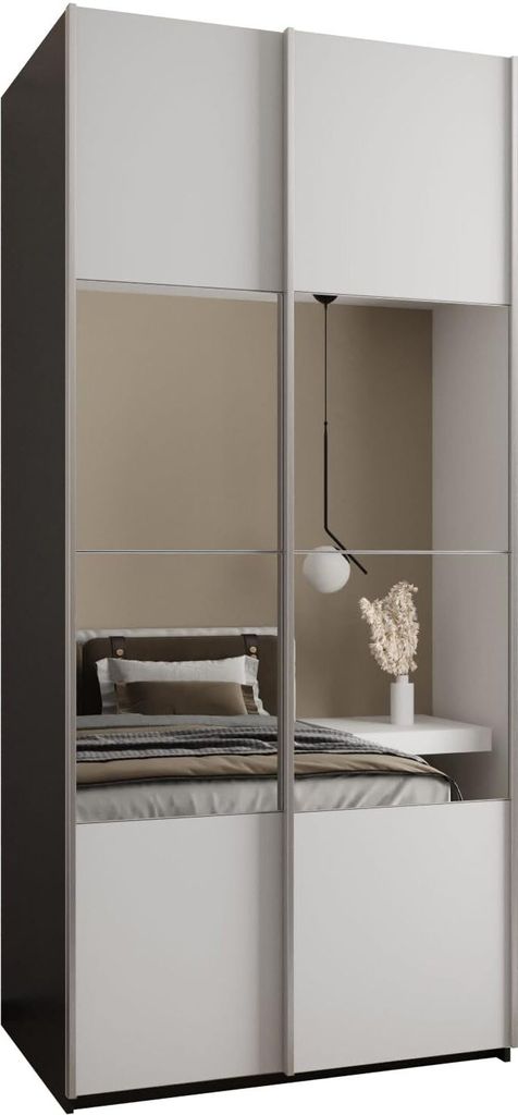 MEBLE KRYSPOL LUX 4 Schrank - 245,5x120x64cm - Schwarz, Weiß, Silber