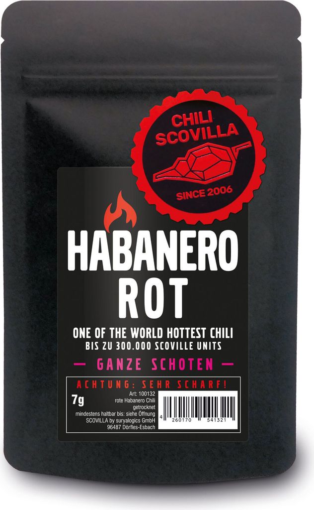 CHILI SCOVILLA Habanero Rot Schoten im SealPack, 7g
