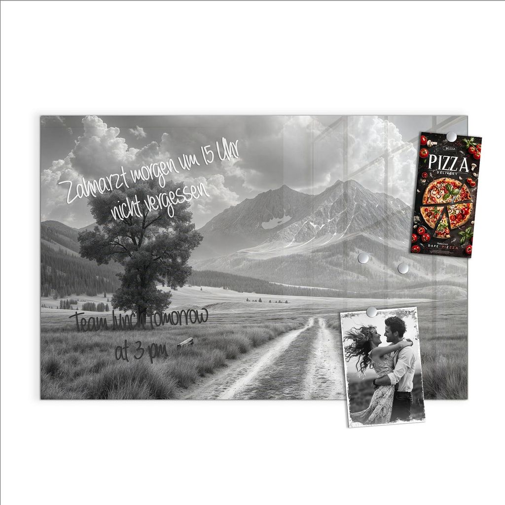 Magnettafel 60x40cm Pinnwand Whiteboard beschreibbar - Berglandschaft Weg