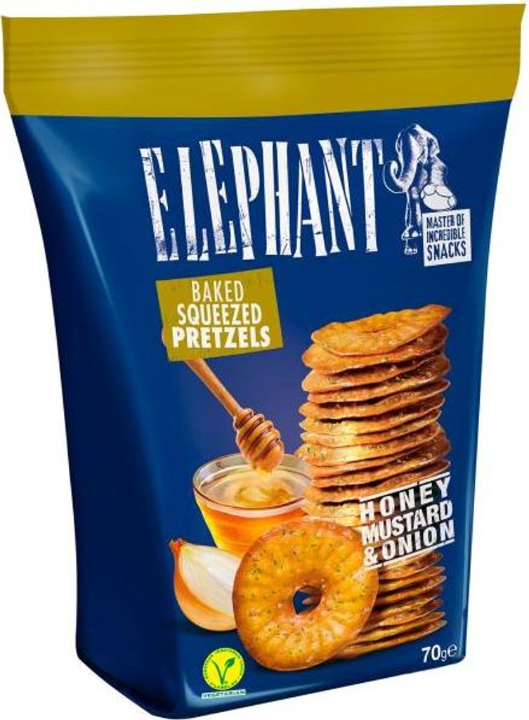 Alka Elephant Baked Squeezed Pretzels Honey Mustard Onion Produktbild 