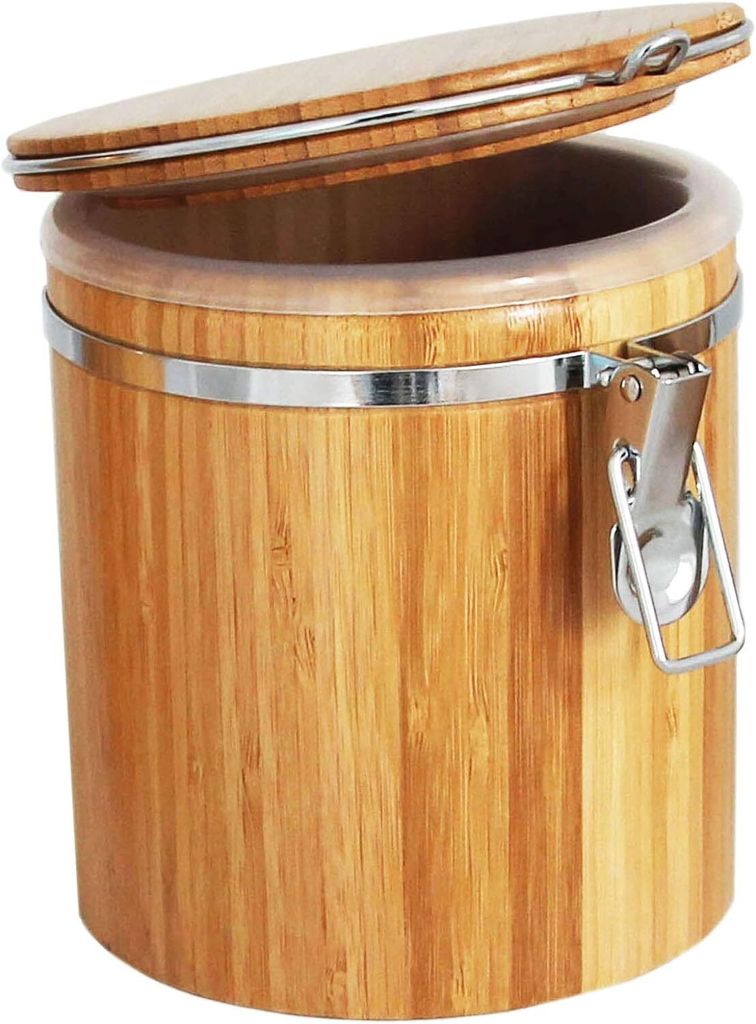 1 Liter Bambus-Holz Vorrats-Dose aromadicht Bügelverschluss Produktbild 3