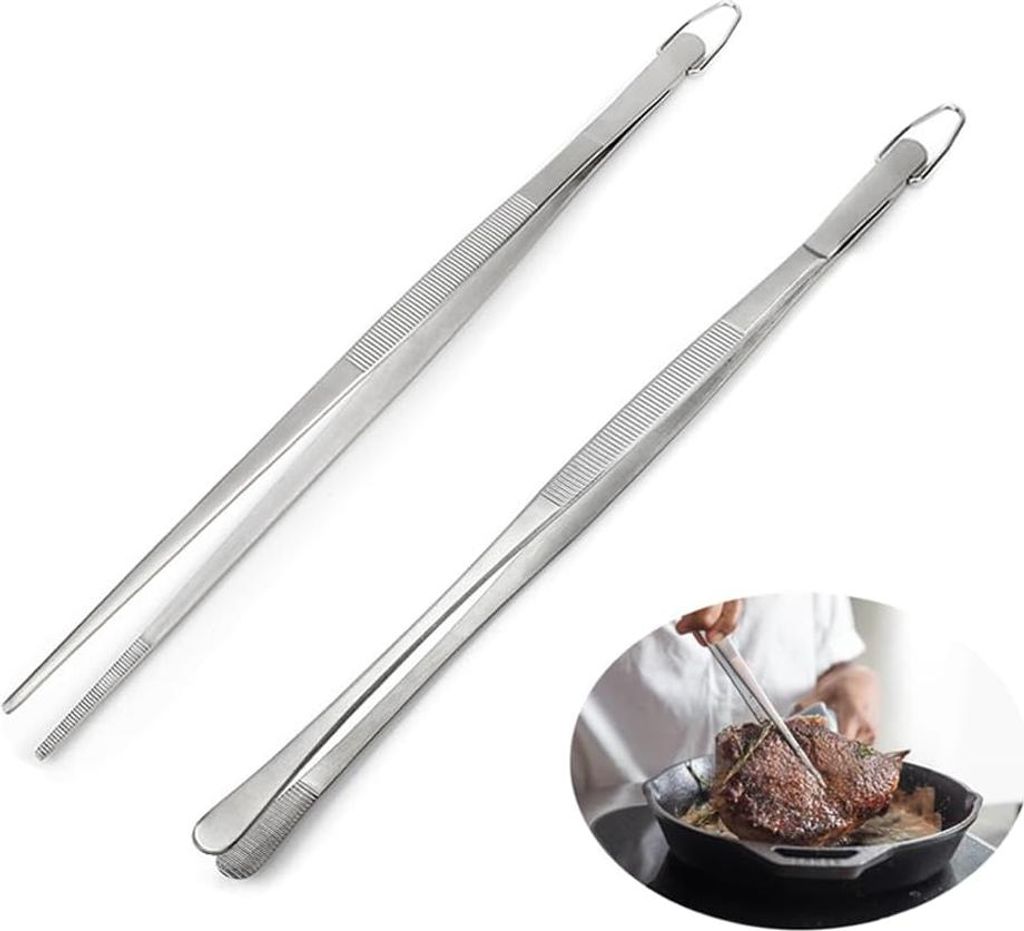 Professionelles Kochpinzett - 30 cm - 2 Stück - rostfreier Stahl - Silber
