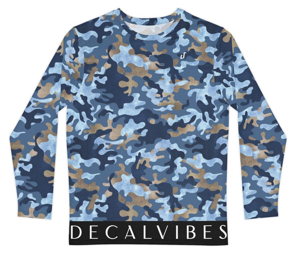 DECALVIBES Herren Langarmshirt Ultimate Blue Camouflage - XL