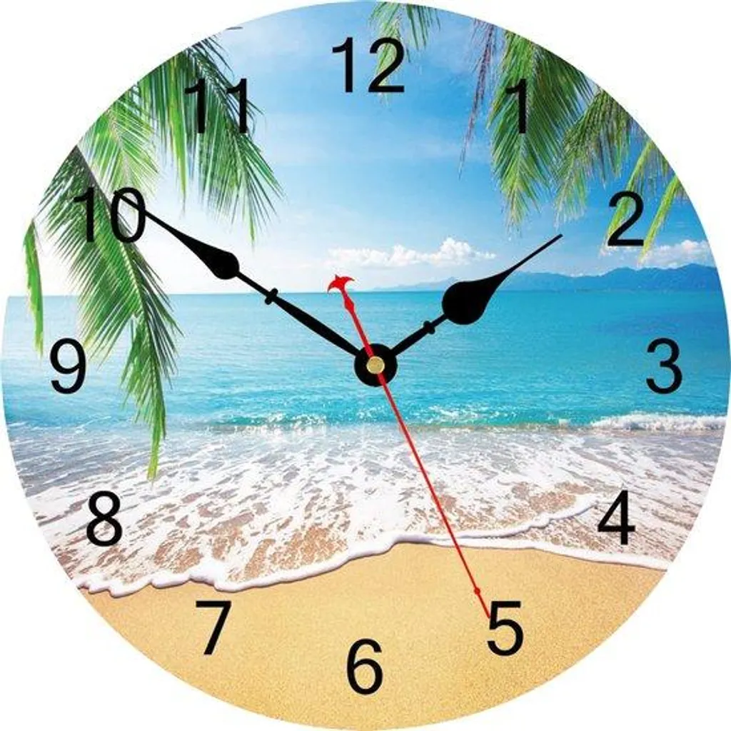 Petite horloge murale design plage 20cm Houtene pour déco de maison