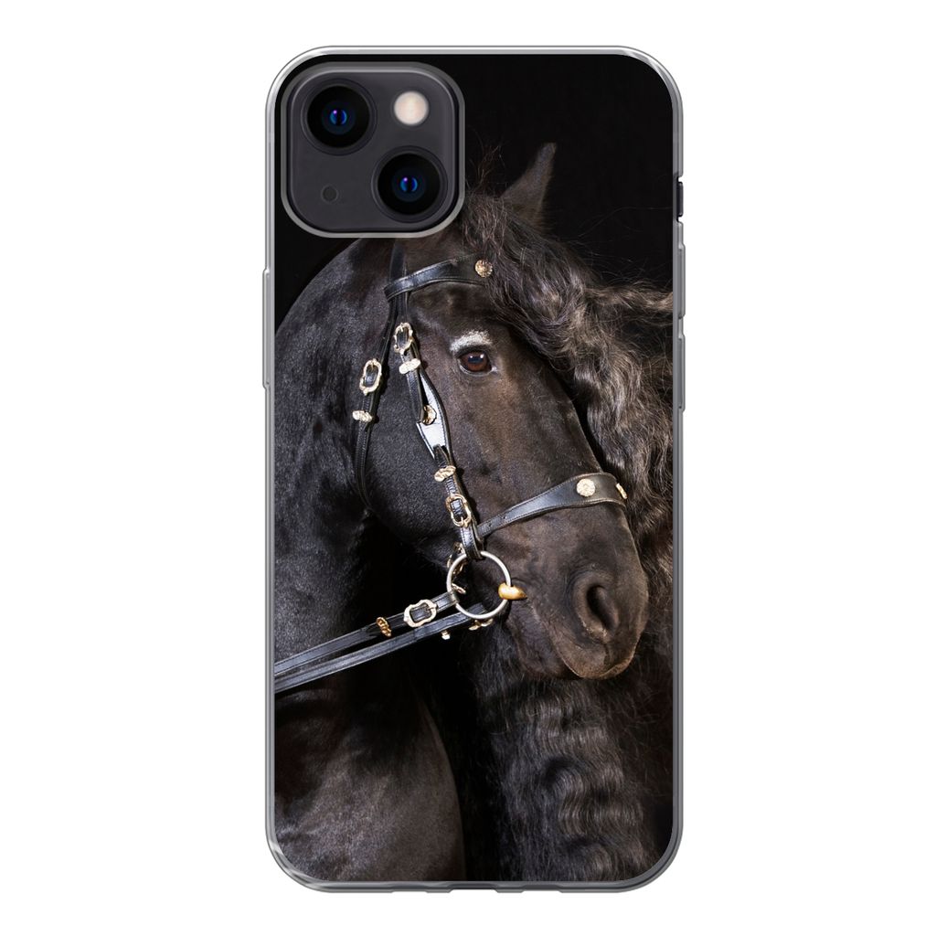 MuchoWow Handyhülle Schutzhülle Hülle für iPhone 13 Pferd - Halfter - Mähne Silikon Softcase Handy Hülle - Karteninhaber