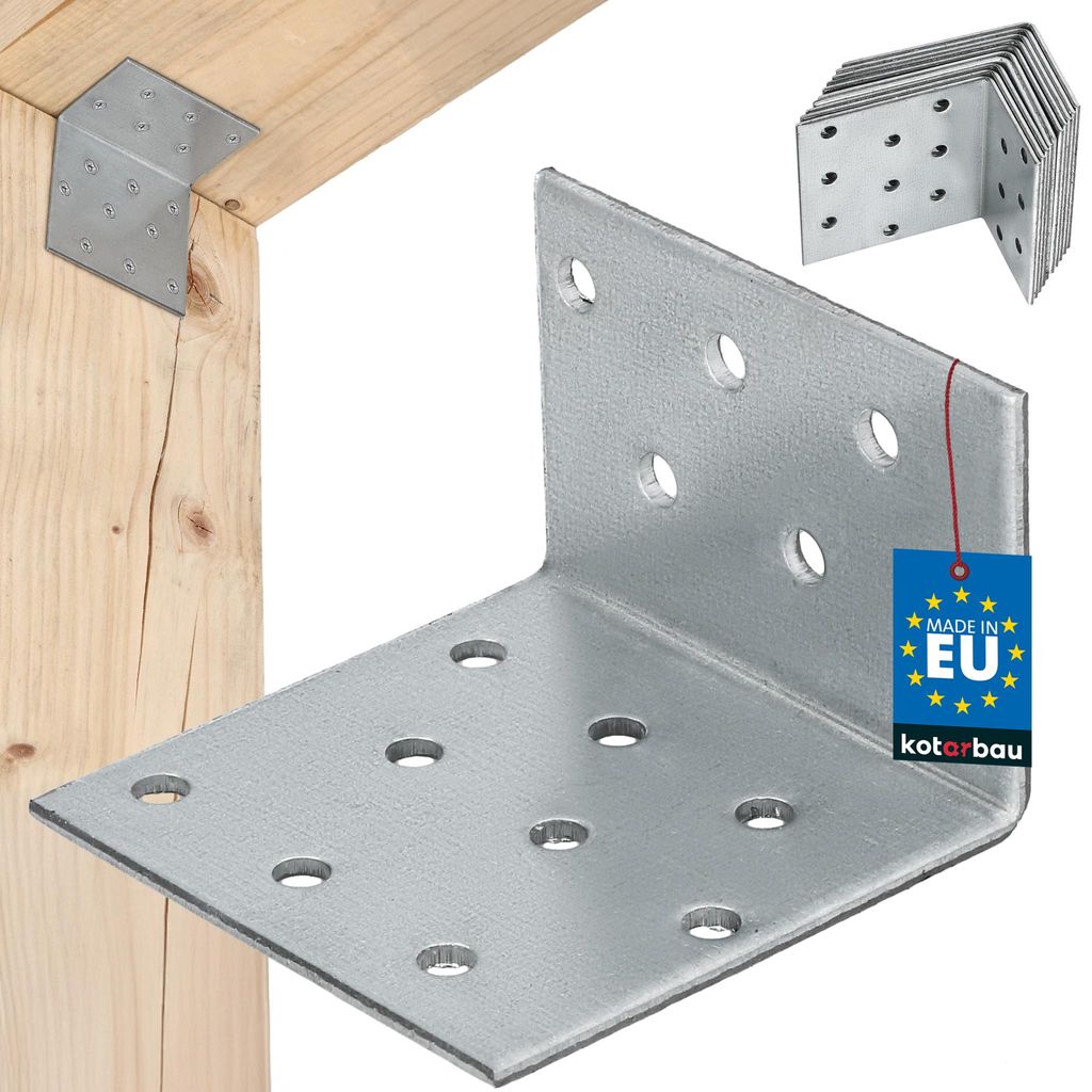 KOTARBAU 12er Set Winkelverbinder Schwerlastwinkel 40x60x60mm verzinkter Stahl Winkel Stahlwinkel Stabil Langlebig Balkenverbinder Silber