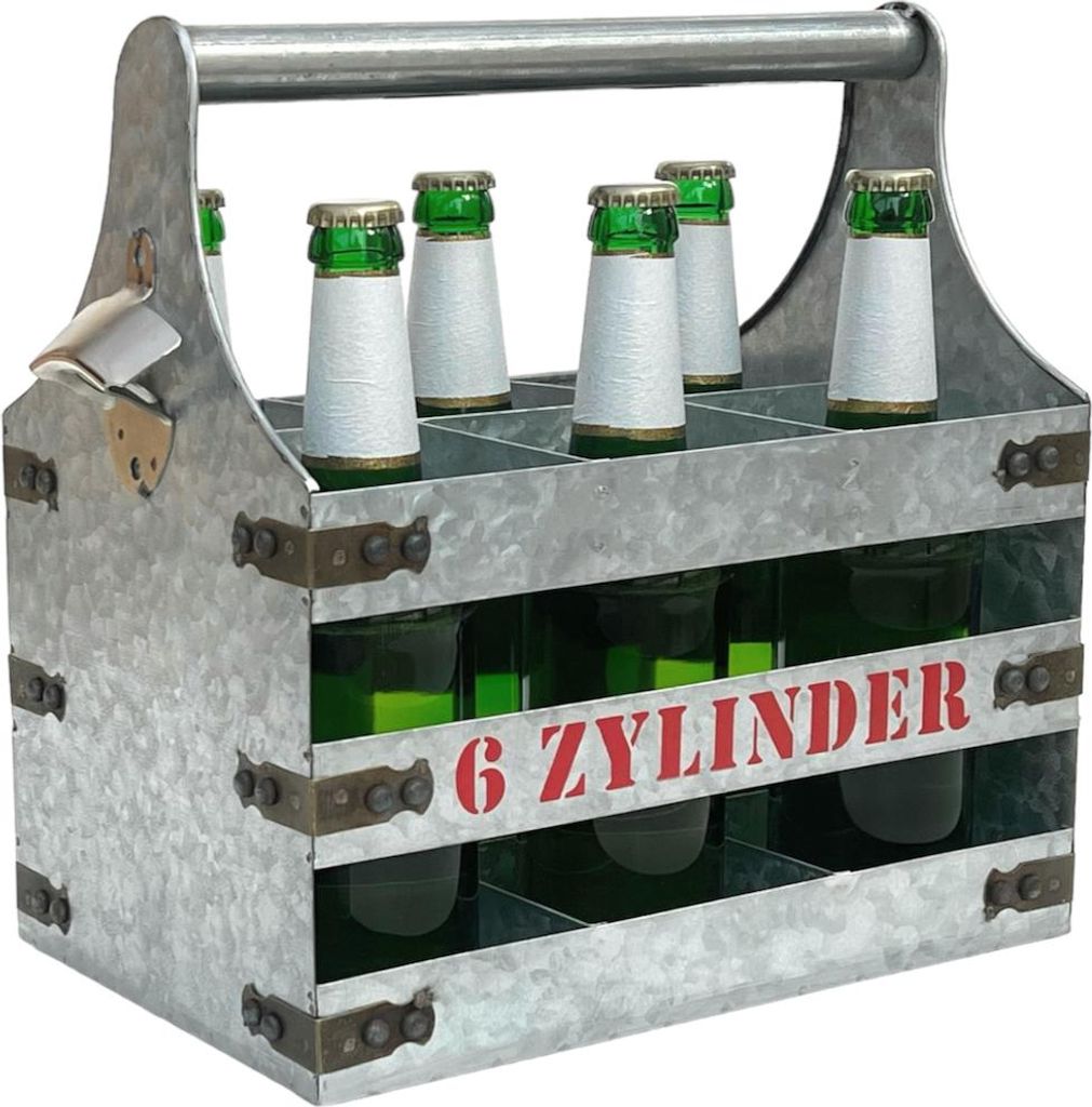 DanDiBo Bierträger Metall mit Öffner Flaschenträger 6 Zylinder V6 96402 Flaschenträger Flaschenöffner Flaschenkorb Männerhandtasche Männerge...