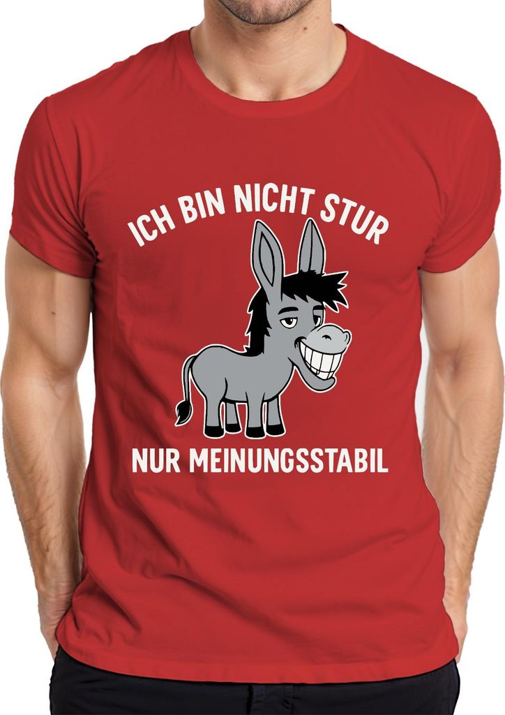 Ich bin nicht stur nur meinungsstabil Esel lustiger Spruch Humor Herren T-Shirt, Rot, 3XL