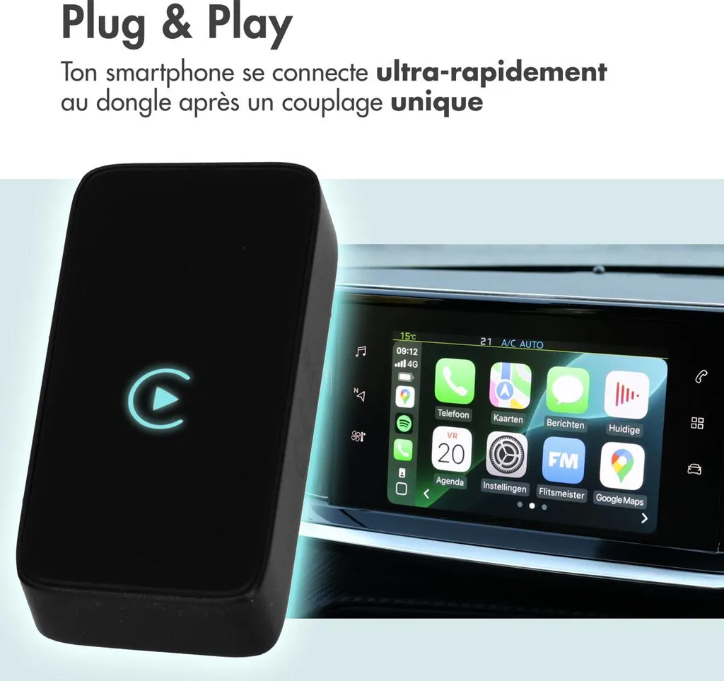 Adaptateur Bluetooth imoshion CarPlay et Android Auto Wireless pour Voiture