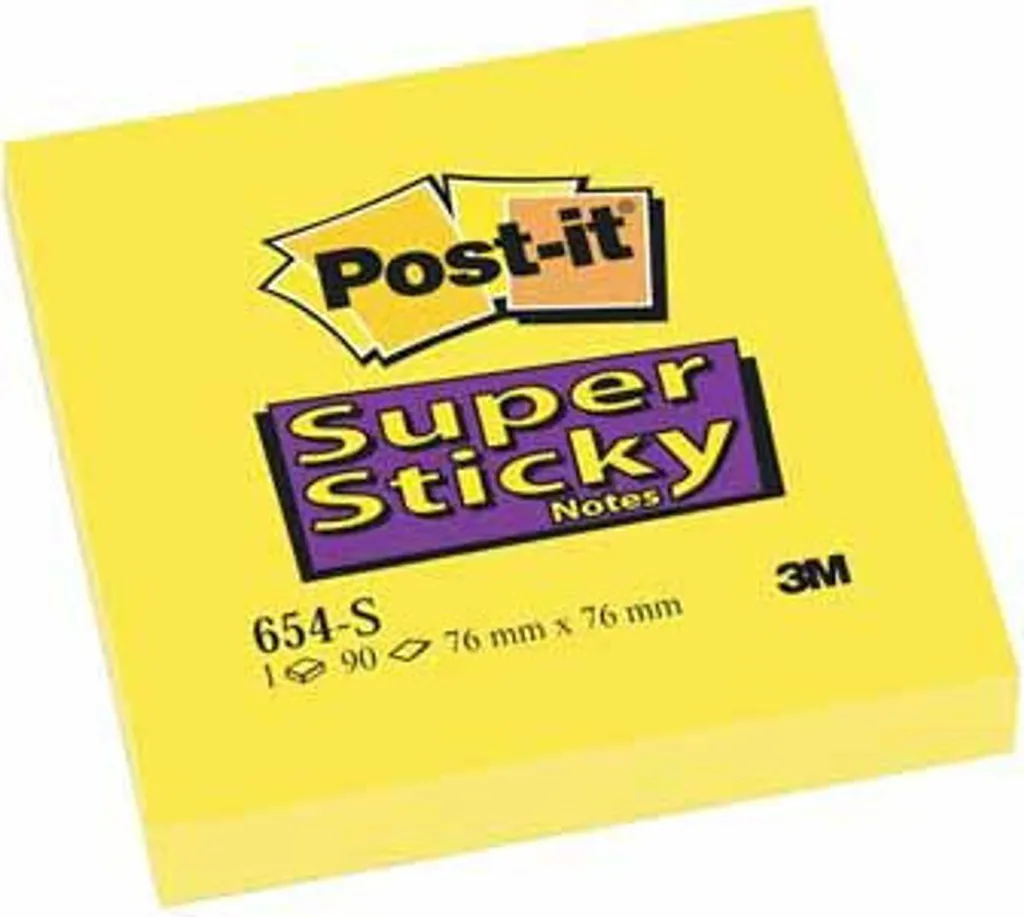 Notes Repositionnables Jaunes Post-it 654-S6 de 90 Feuilles - Lot de 12