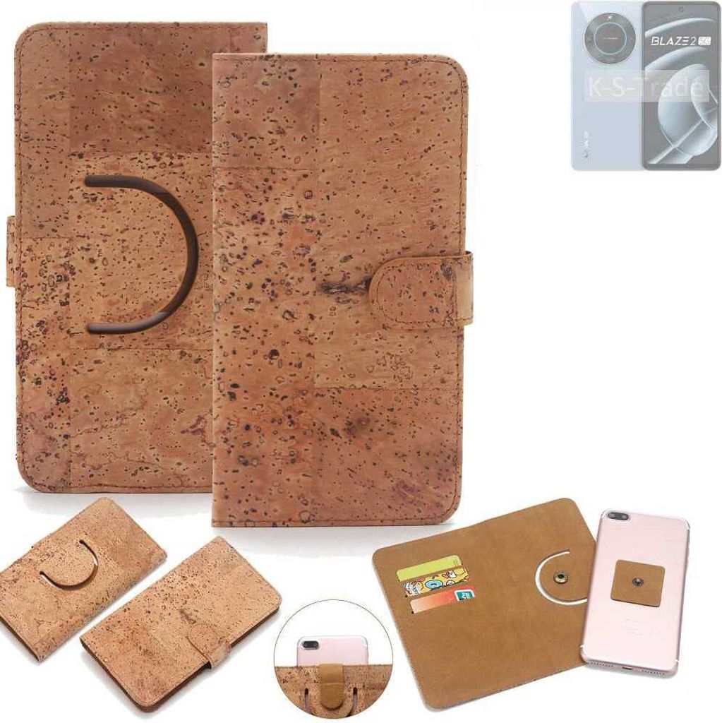 K-S-Trade Handy-Hülle Schutz-Hülle kompatibel mit Lava Blaze 2 5G Handyhülle Schutzhülle Korkhülle Kork-Hülle 1x
