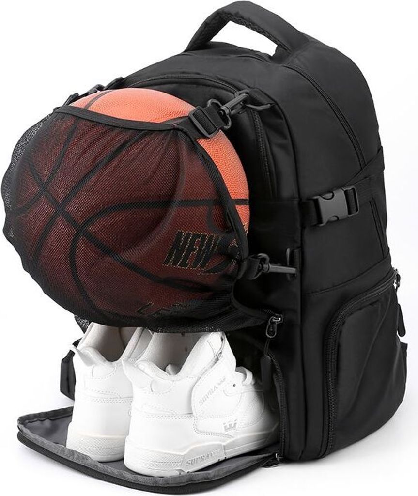 deForde Sports Rucksack mit Schuh- und Balltasche Zolen Schwarz