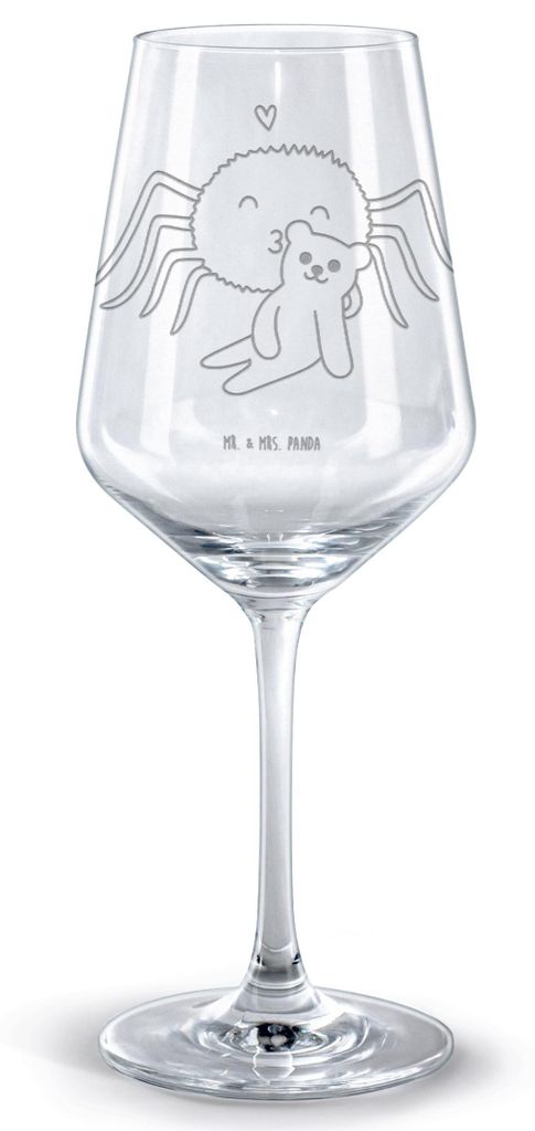 Mr. & Mrs. Panda Weinglas Spinne Agathe Teddy - Transparent - Geschenk, Burgunderglas, glas für rotwein, Miteinander, Treue, graviertes, Verliebt,...