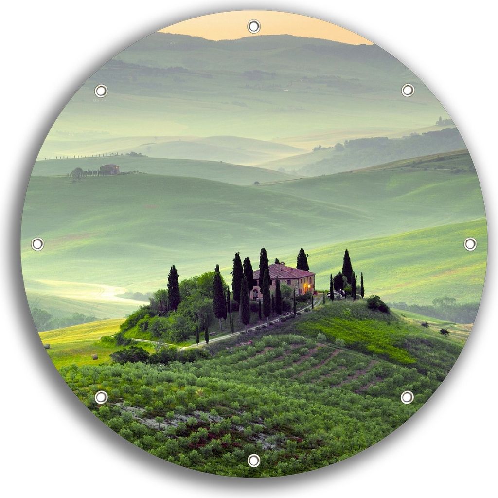 Wallario rundes Outdoor-Poster für Garten oder Balkon, Motiv Toskana in Italien, 30 cm Durchmesser