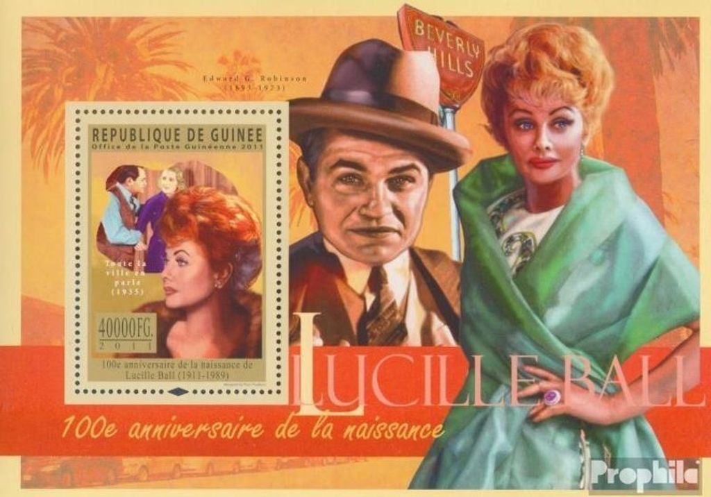 Briefmarken Guinea 2011 Mi Block 1958 (kompl. Ausgabe) postfrisch 100. Jahrestag von Lucille Ball