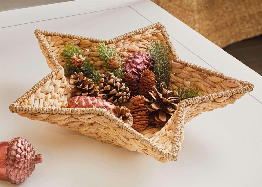 große Schale "Stern" aus Wasserhyazinthe, Dekoschale Ø 37 cm, Obstschale, Tischdeko