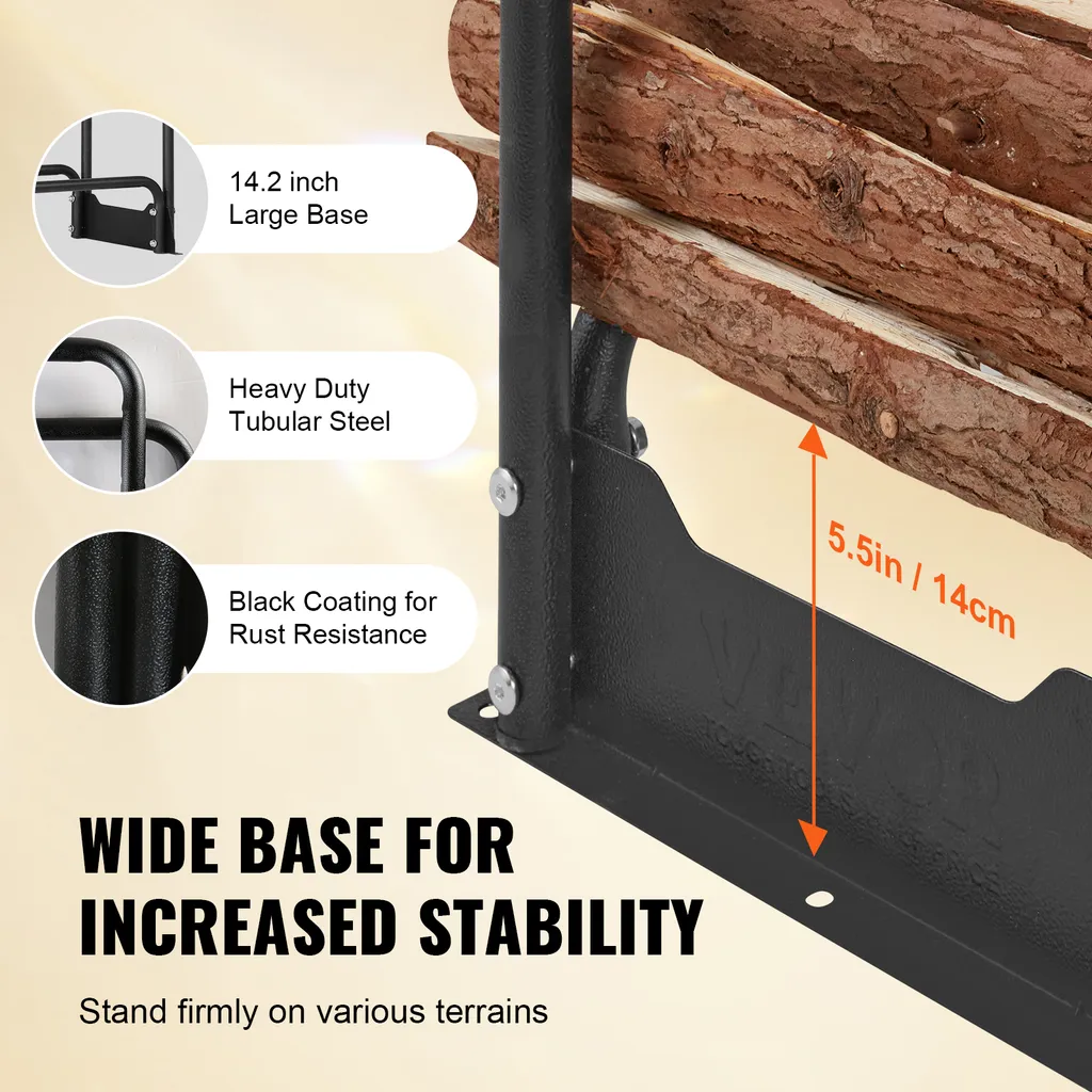 Support bois de chauffage en acier robuste avec grande capacité - 5