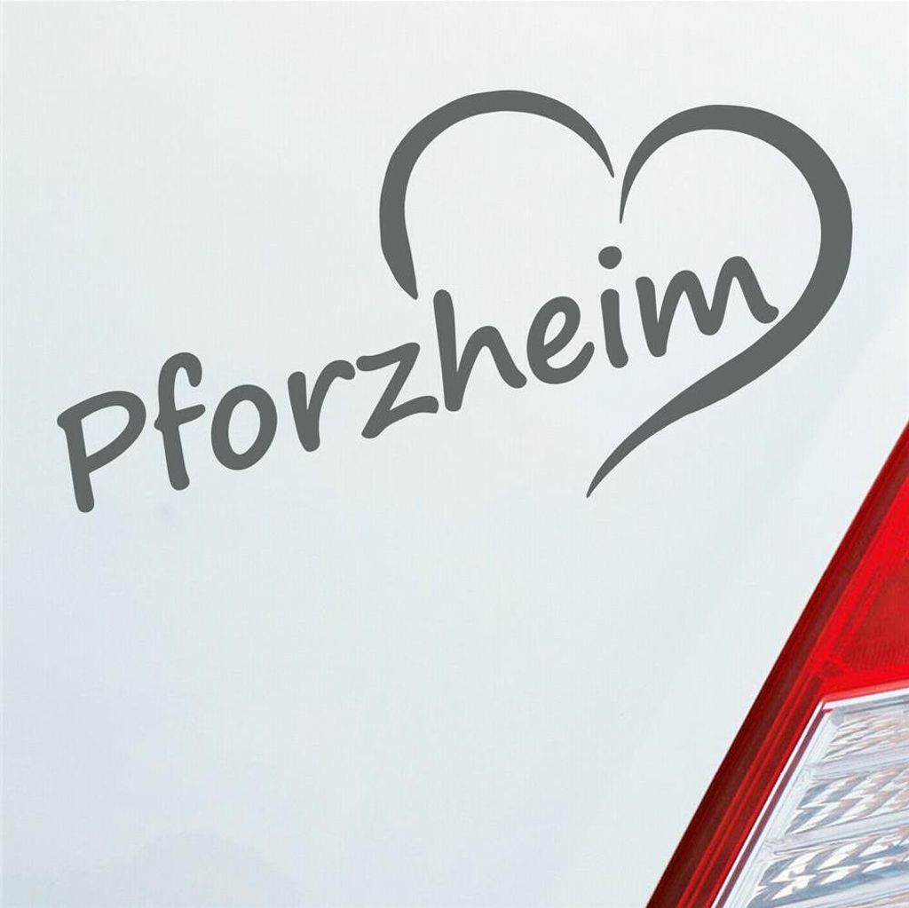Auto Aufkleber Pfortzheim Herz Stadt City Love Liebe Heimat 16x8 cm Grau Sticker Heckscheibenaufkleber