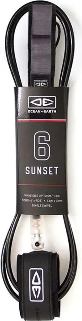 Leash de Surf 7'0'' Ocean & Earth Sunset - Cordon Moulé Noir de 7mm