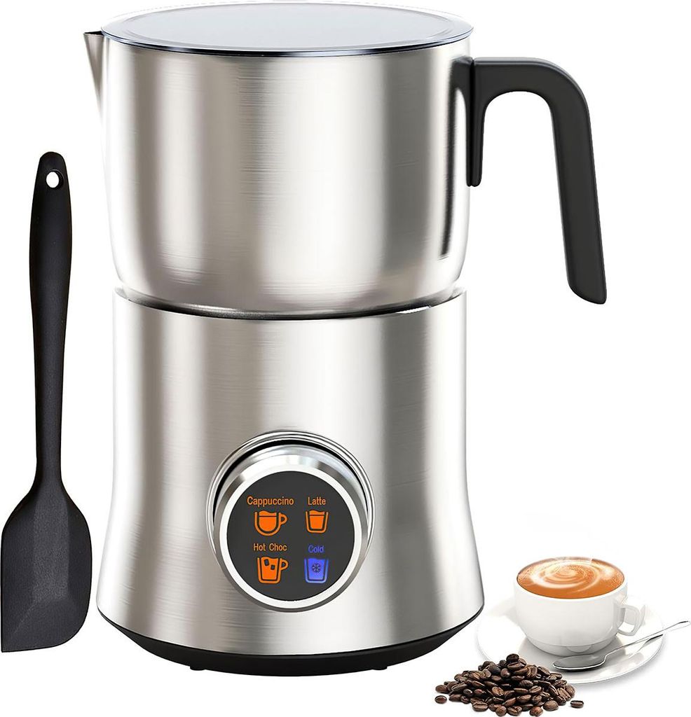 Elektrischer Milchaufschäumer 900ml, 650W für heiße & kalte Getränke wie Latte Macchiato, Cappuccino, grau