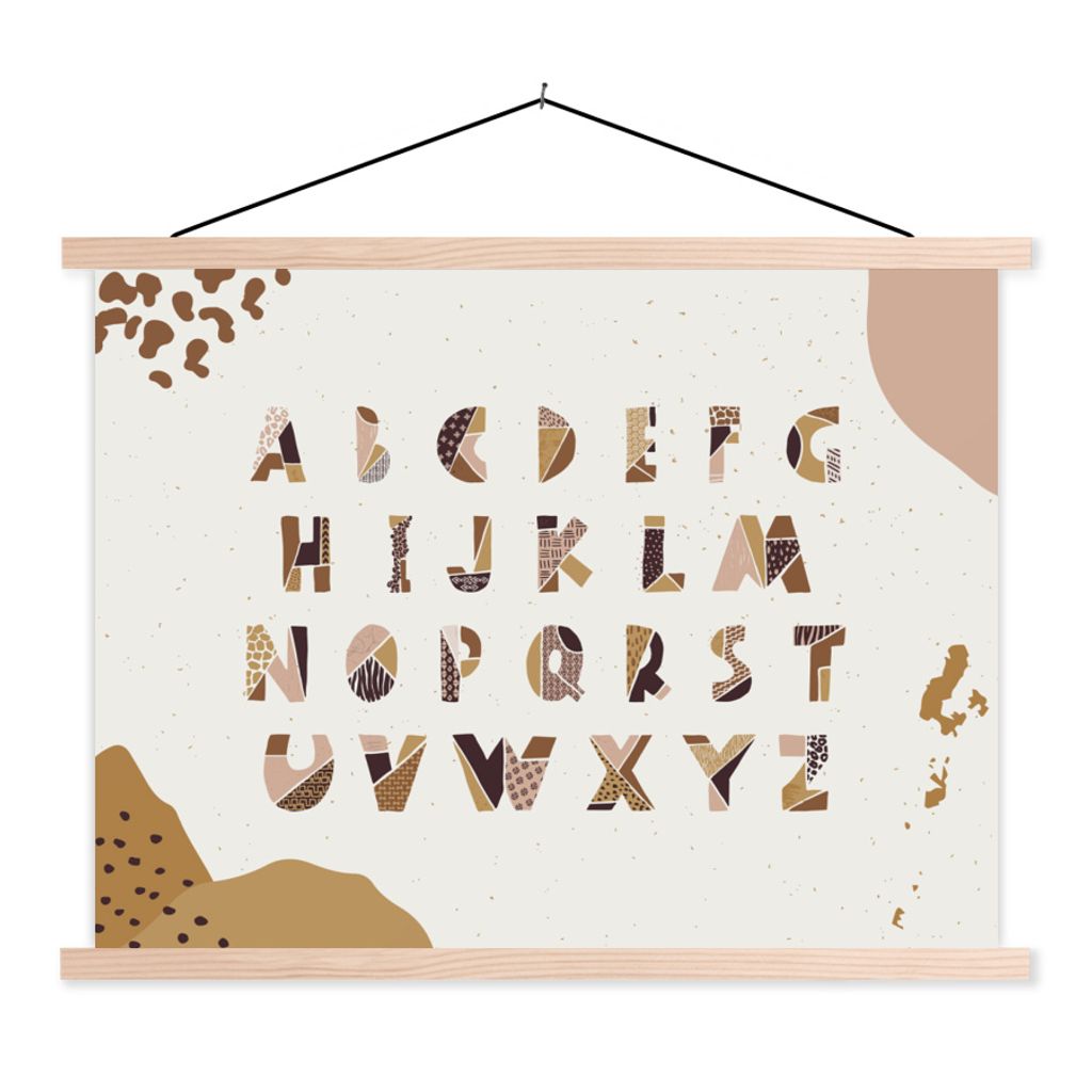 MuchoWow Textilposter Zitate - Sprichwörter - Kinder - Alphabet - Baby 60x45 cm mit holzfarbenen Rahmen - Bild