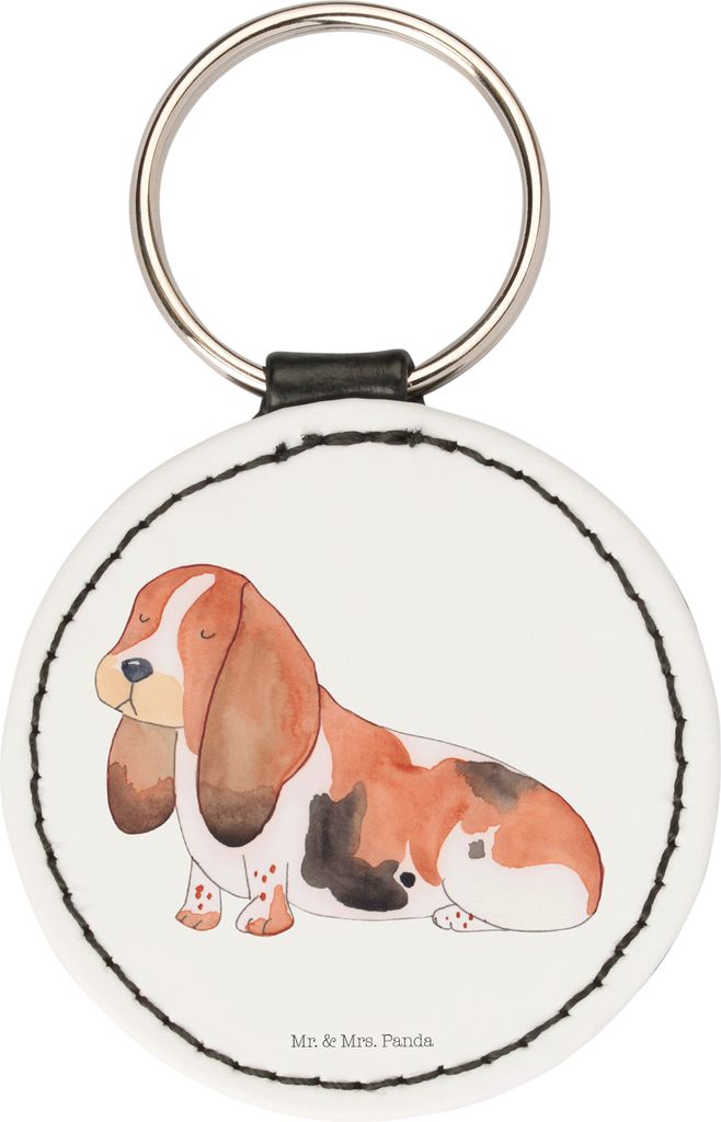 Mr. & Mrs. Panda Schlüsselanhänger Hund Basset Hound - Weiß - Geschenk, anhänger schlüssel, Süß, für, Taschenanhänger, Sprüche, mini