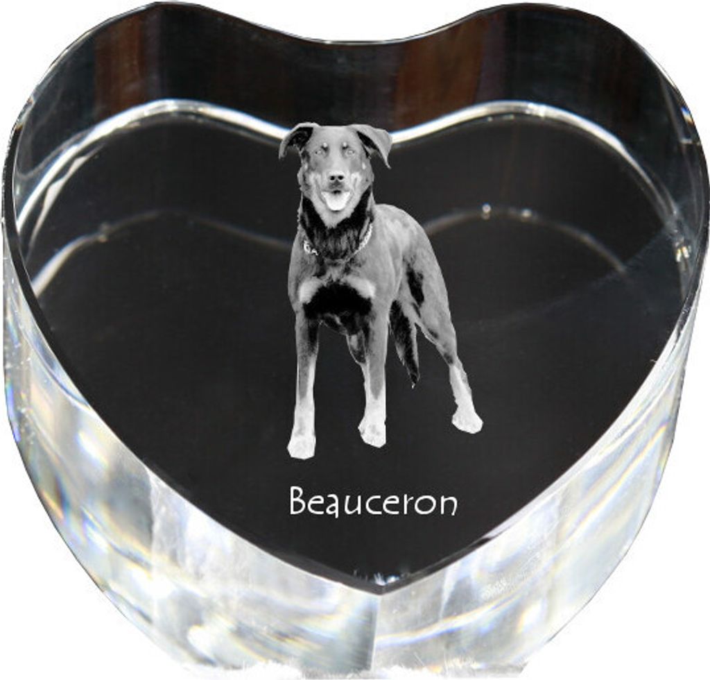 Berger de Beauce, Beauceron - Hundebild im Kristall, Kristallherz, einzigartiger Bilderrahmen der Marke Art-Dog