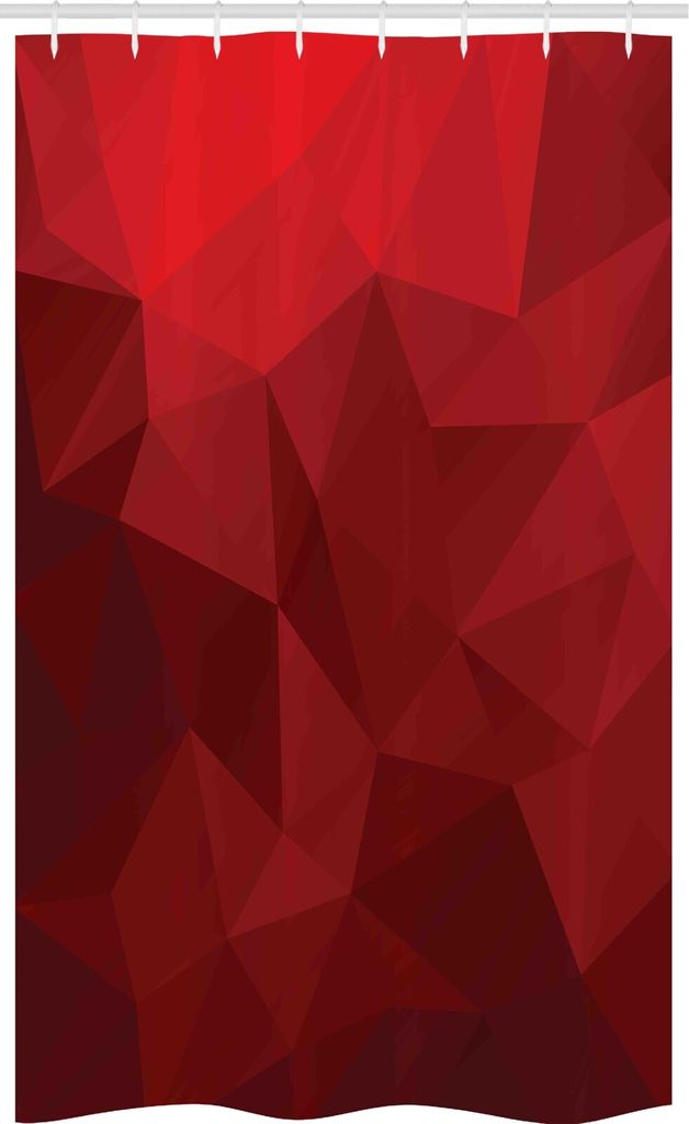 ABAKUHAUS rot Schmaler Duschvorhang, Triangular Mosaik mit Poly, Badezimmer Deko Set aus Stoff mit Haken, 120 x 180 cm, Scharlachrot Rubin Rot