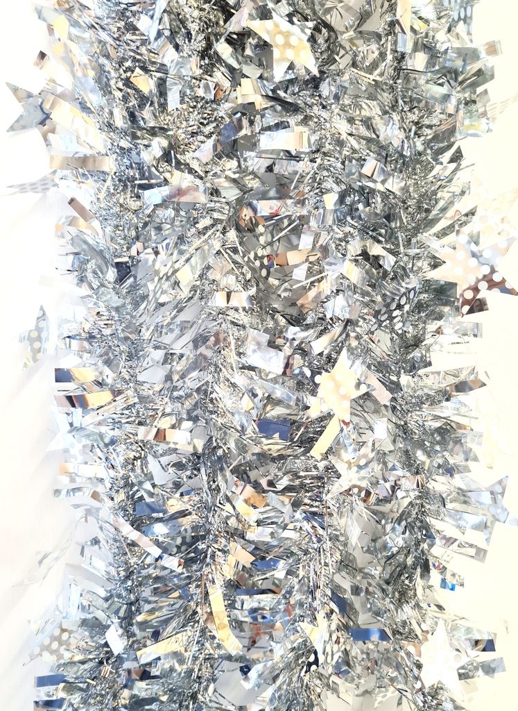 Lametta 5m Girlande Weihnachten Weihnachtsgirlande Christbaumschmuck Deko Sterne LMT9 Silber
