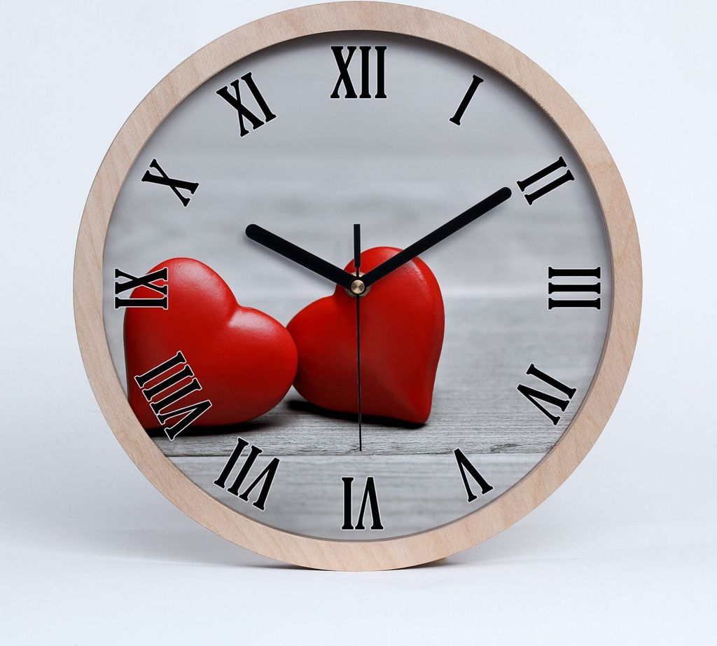 Holzuhr 25fi cm wanduhr - schwarze Spitzen - Herz auf Holz