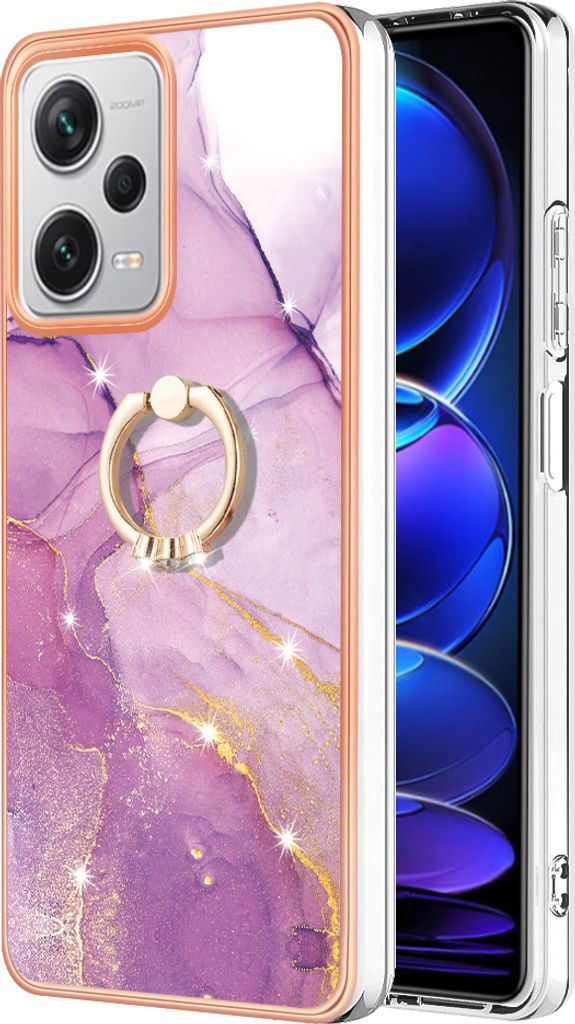 Hülle für Xiaomi Redmi Note 12 Pro+ Muster TPU Silikon Stoßdämpfer Bumper Schutzhülle mit Ring Ständer Pink