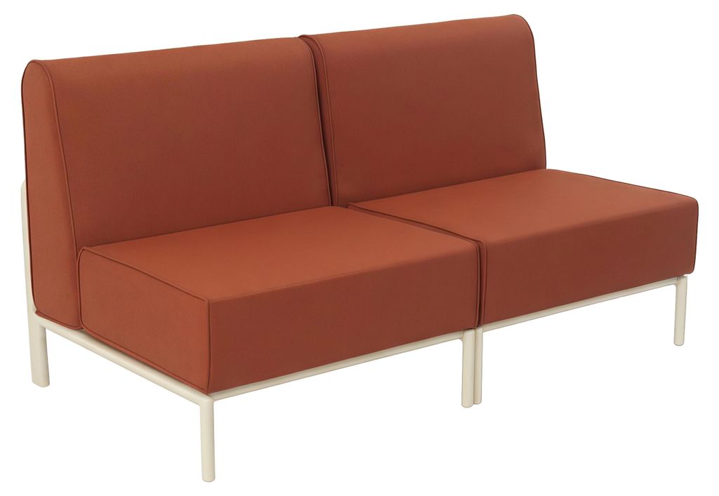 Modulares niedriges Gartenmöbel-Set mit einfarbiges Muster 2Plätze Rot - Oviala Patio