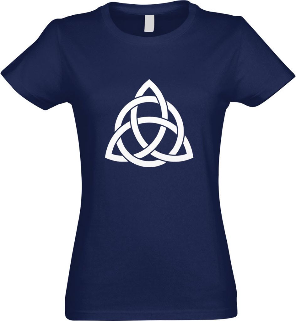 Kiwistar - T-Shirt tailliert - Damen - Navy - Triquetra - mit Motiv Bedruckt - Funshirt Design - Sport - Freizeit - Damen - XL
