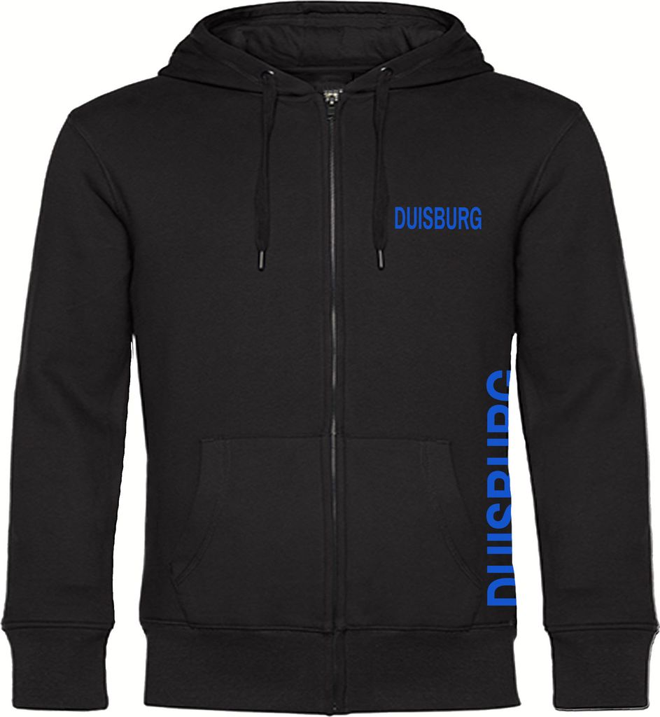 multifanshop Kapuzen Sweatshirt Jacke - Duisburg - Brust & Seite, schwarz, Größe XXL