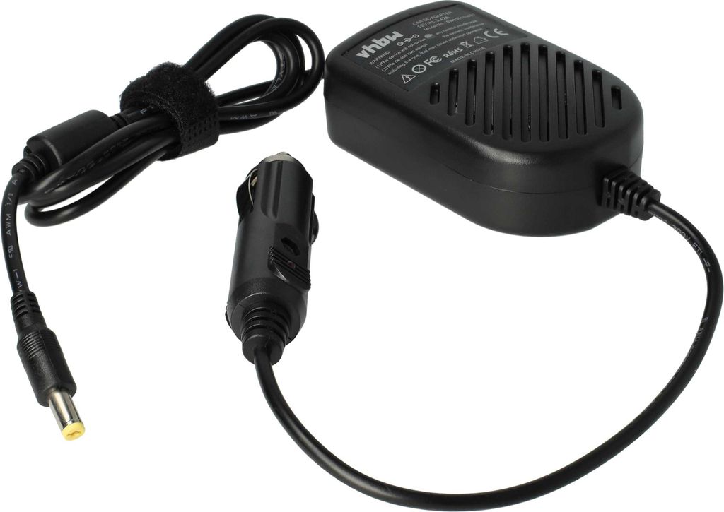 vhbw KFZ-Ladekabel kompatibel mit Acer Extensa 3000, 4100, 5235, 3001, 2300, 5220, 5210, 5000, 2950, 2900 Notebook - 12V Ladegerät Schwarz 3.42 A