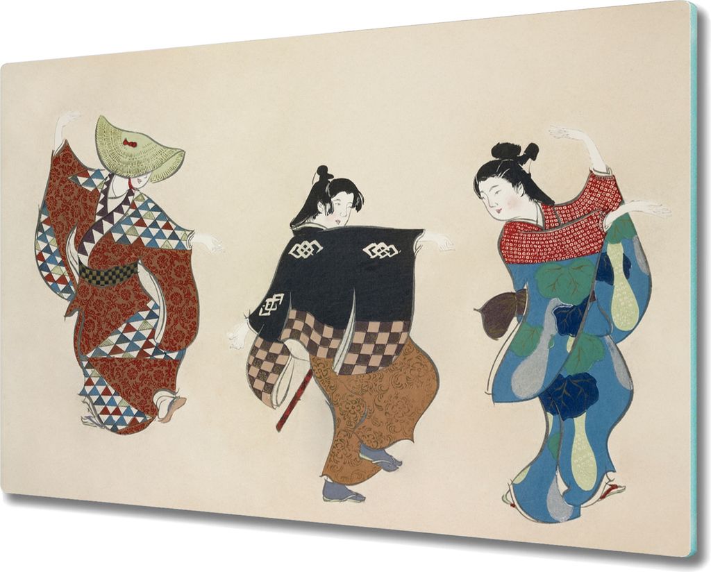 Coloray Hackbrett Kochplattenabdeckung Herdabdeckplatte 80x52 cm Schneidebrett Küchenbrett - Weiblicher Kimono