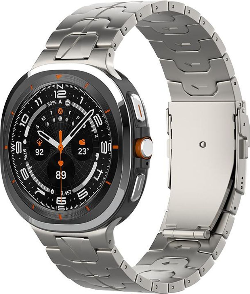 Strap-it Titan-Gliederarmband Iron - passend für Samsung Galaxy Watch Ultra / Ultra 2025 (Titanfarbe)